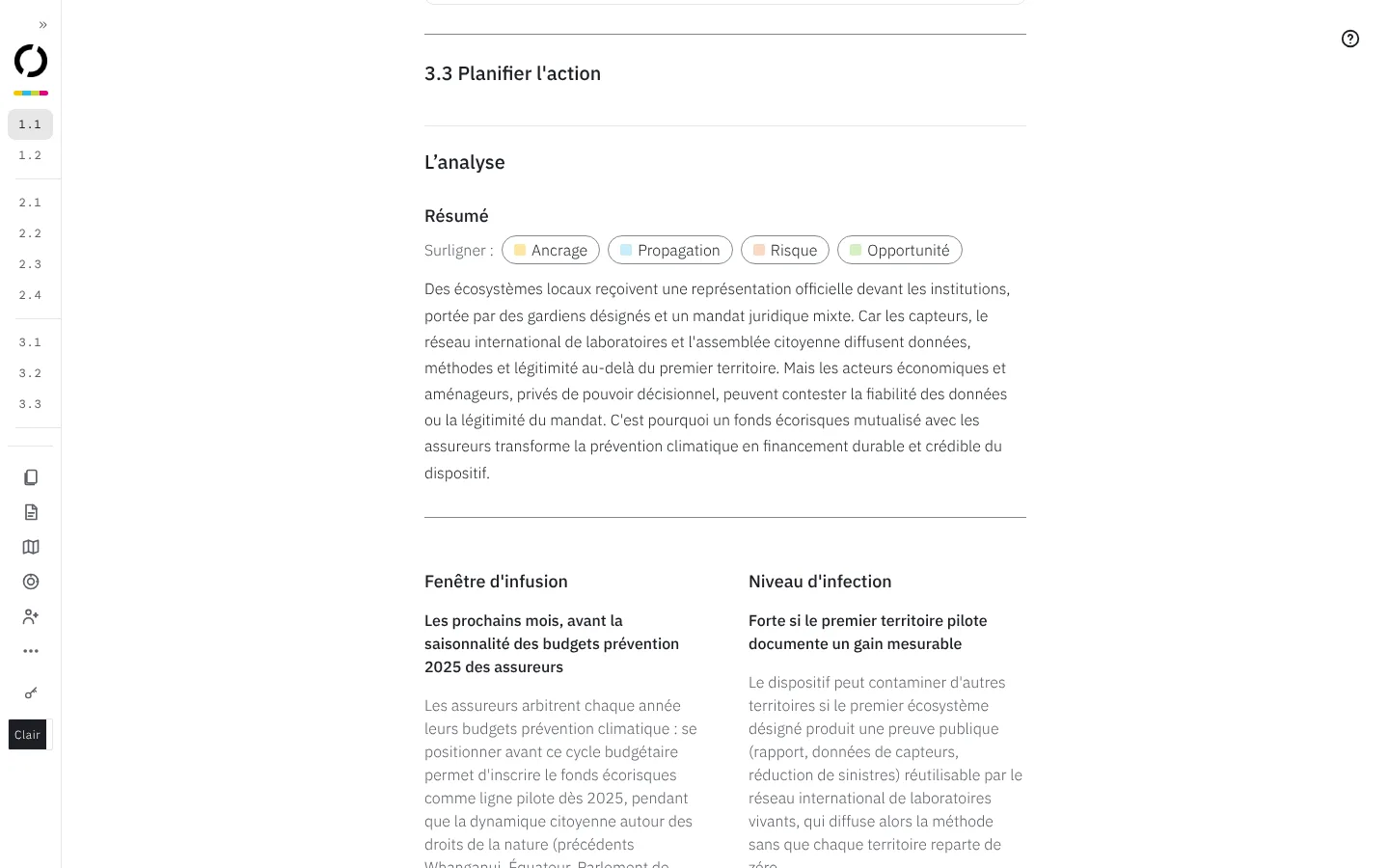 Étape 3.3 : l’analyse, la fenêtre d’infusion et le niveau d’infection.