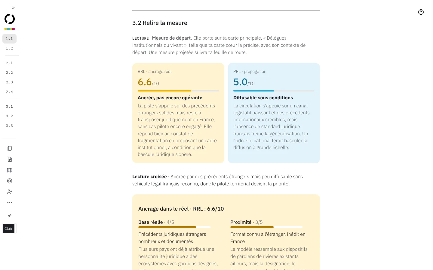 Étape 3.2 : le RRL à 6,6 sur 10 et le PRL à 5,0 sur 10.